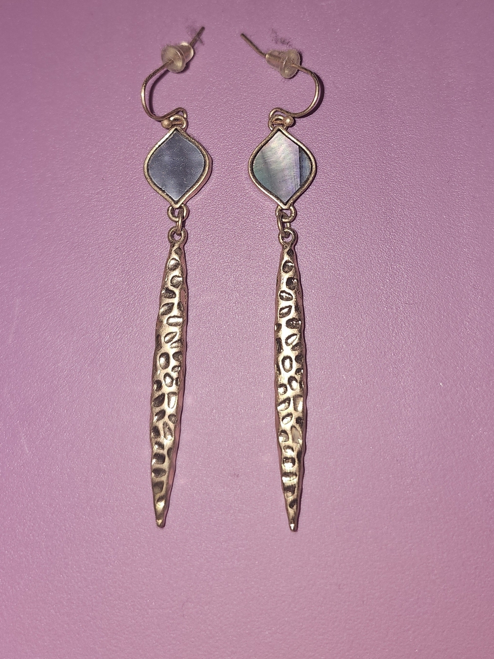 Gold-Tone Drop Earrings with Iridescent Shell Accent
